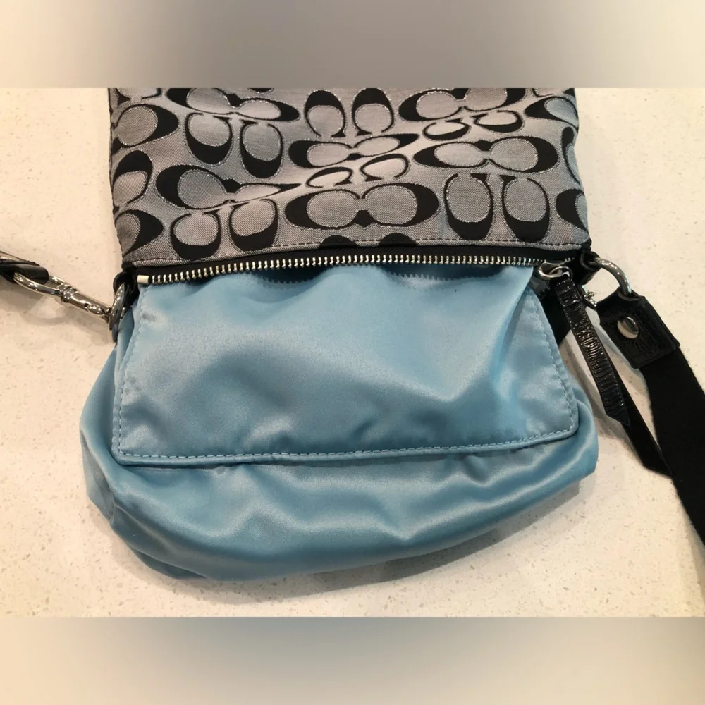 COACH POPPY CROSS HATCH SWING CROSSBODY BAG BLACK & SILVER WITH HANGTAG - Picture 10 of 13